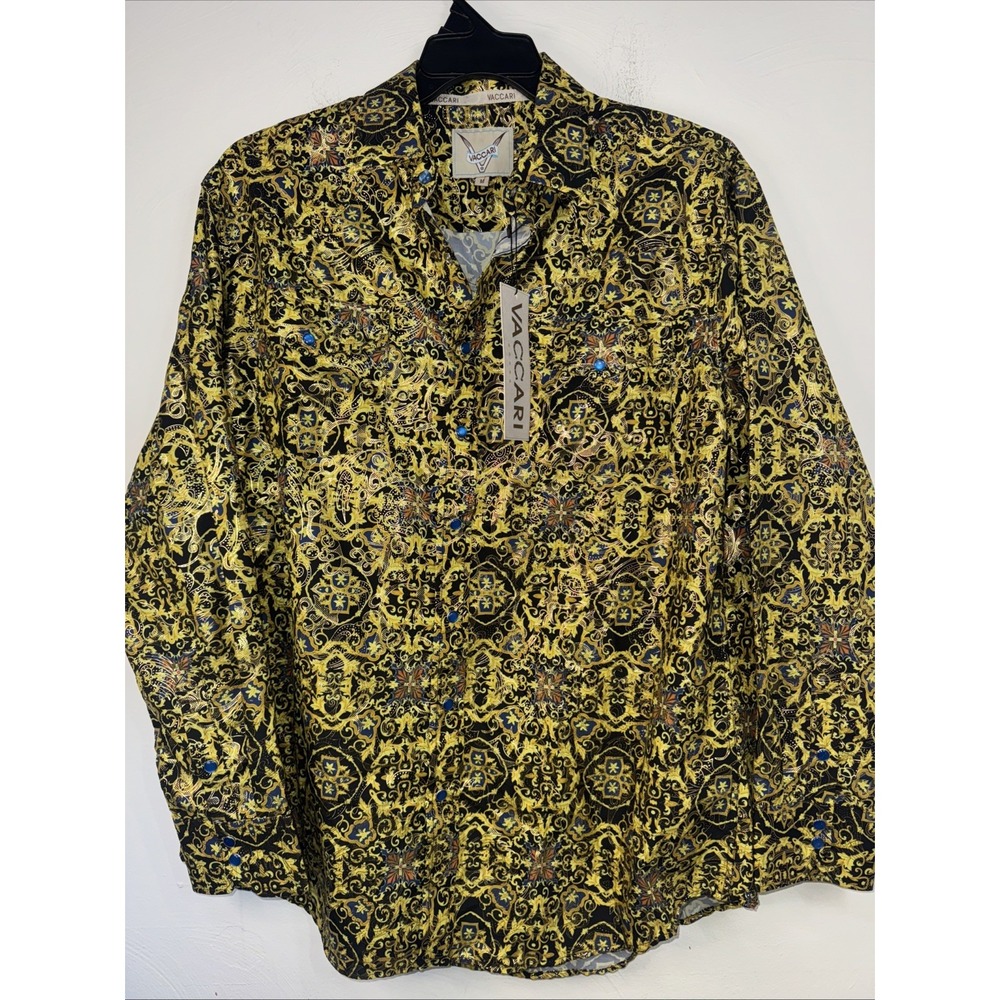 Vaccari Women's Yellow/Gold Dressy Western Long Sleeve Shirt